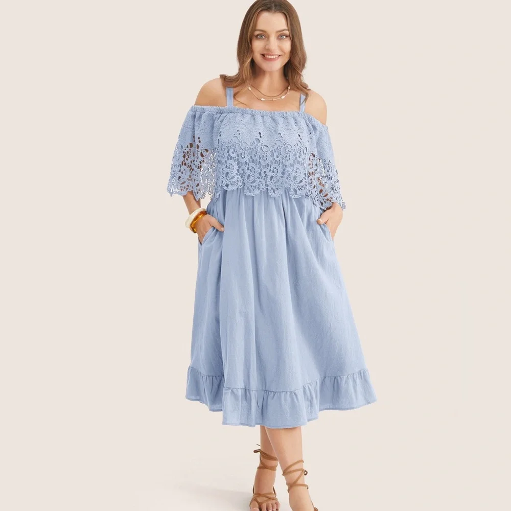 BloomChic Cold Shoulder Lace Dress - Picture 1 of 5